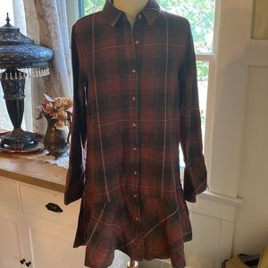 Wild fable Long sleeve shirt dress- Maroon plaid